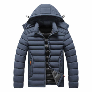 Veste matelassée coupe-vent pour homme, couleur unie, personnalisable, col montant, logo frontal, fermeture éclair, capuche amovible - Product Image 5