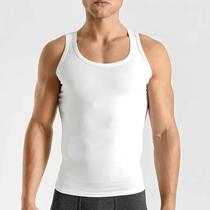 Custom logo High Quality plain blank Sleeveless men's ribbed fitness tank top Breathable singlet Sportswear Plus Size Vest