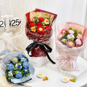 Bouquet di Fiori Finiti Lavorati a Mano: Mini Rose e <span class=keywords><strong>Girasoli</strong></span> Misti all'Uncinetto dal Design Creativo - Product Image 1