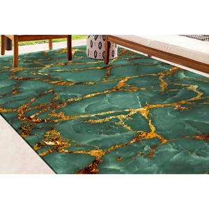 Tapis en marbre vert et or, Tapis en marbre doré, Tapis classique, Tapis en marbre, Tapis vert, Tapis à poils doux - Product Image 1