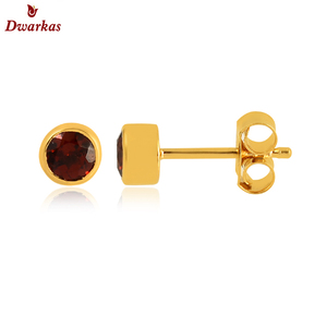 Boucles d'oreilles simples en argent sterling 925 plaqué or goujons de pierres précieuses en grenat naturel pour cadeau de fête d'anniversaire de mariage de fiançailles - Product Image 1