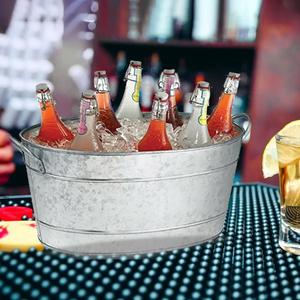 Tina de acero galvanizado ovalada grande de calidad de lujo manijas de cubo de hielo de Metal decoración de exhibición de almacenamiento multiusos para fiesta boda - Product Image 4