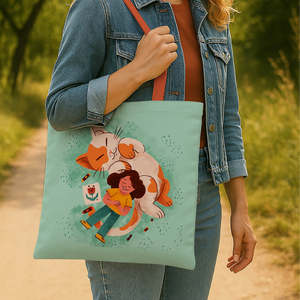 Bolsa de Mano de Lona de Algodón Happy Kitty con Cierre de Cremallera, Diseño Moderno, Lavable a Máquina, Decoración con Cadena, para Todas las Temporadas - Product Image 3