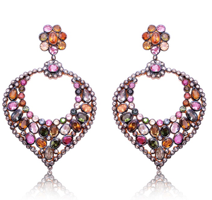 REYES Chandelier Style Multi Gemstone with Diamond Accents in 14K Gold 925 Sterling Silver Victorian Jewelry For Women - Product Image 1