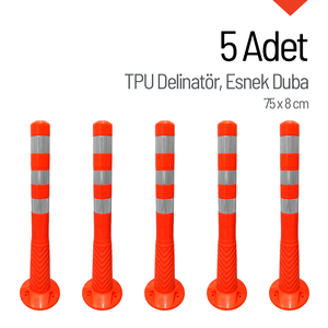 5-Piece 75x8 cm TPU Flexible Buoy Delineator Set for Traffic Warning - Product Image 1