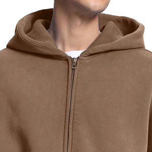 Vente en gros de sweats à capuche zippés avec logo personnalisé sweat à capuche uni en coton pour hommes sweats lourds streetwear sweat à capuche surdimensionné - Product Image 3