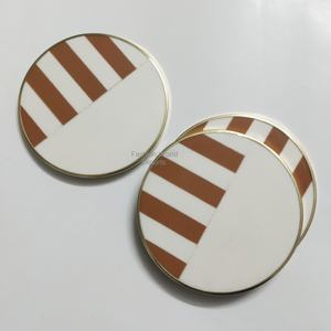 Resin Inlay <b>Coaster</b> <b>Set</b> with Brown Holder Orange and White Lining Pattern for Table Beauty Decorative Drink <b>Coasters</b> <b>Set</b> of 6pcs - Product Image 6