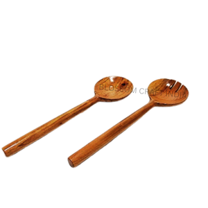 Service à salade en bois d'acacia moderne fait à la main, 2 pièces, cuillères et fourchettes de service en bois de manguier, utilisation en cuisine d'hôtel, pour cadeaux - Product Image 3