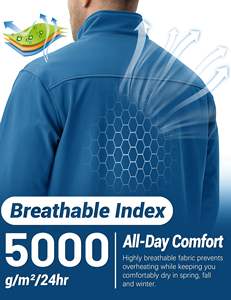 Chaqueta de invierno softshell con logotipo personalizado al por mayor para hombre cortavientos con tecnología impermeable cierre de cremallera de longitud larga - Product Image 6