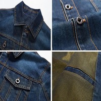 Moda sonbahar ceketler % 100% pamuk Denim ceketler erkekler için rahat düz renk cep ince ceket tarzı
