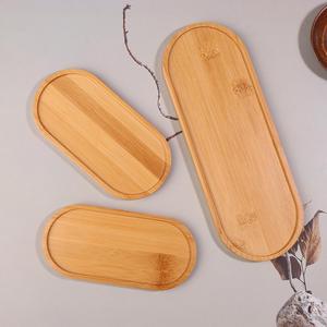Zéro déchet durable petit plateau à pâtisserie ovale en bambou vaisselle en bois naturel plateaux en bois prêt à expédier - Product Image 2