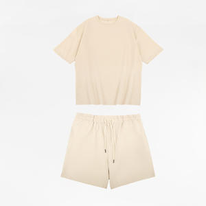 Ensembles de short en éponge pour hommes avec logo personnalisé Ensembles de t-shirt et de short en coton 100% pour hommes Ensemble de short sur mesure T-shirt Joggers - Product Image 6