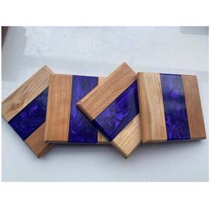 Customizable Square Epoxy Wood Resin Mat/Pad Latest Walnut Wooden <b>Coasters</b> Arriving Soon! Home Table Party Use Made <b>Slate</b> - Product Image 2