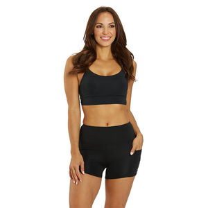 กางเกงขาสั้นโยคะระบายอากาศมีกระเป๋าสำหรับผู้หญิง10สีทึบกางเกงออกกำลังกายแฟชั่นทำจากปากีสถาน - Product Image 4