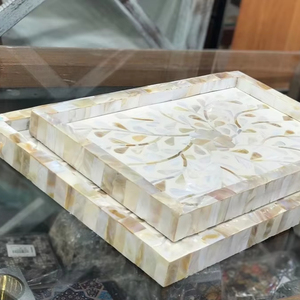 Ensemble de plateau d'incrustation d'os haut de gamme nacre organisateur décoratif élégant pour hôtels maisons idéal pour les mariages de décoration intérieure - Product Image 1