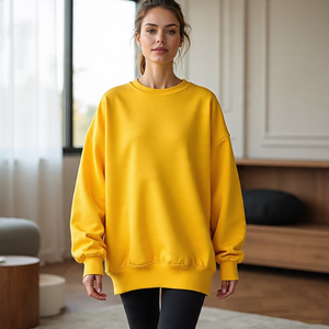 Sudadera vintage en blanco 500GSM para mujer, sudadera holgada de gran tamaño con cuello redondo y lavado ácido con piedra - Product Image 1