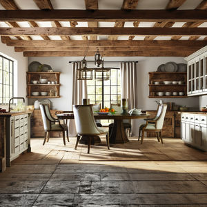 Ensemble de table et chaises de salle à manger de style européen moderne, en teck massif, matériau écologique, design personnalisé acceptable, vente en gros - Product Image 2