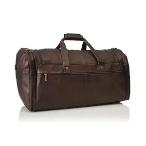 顶级复古真皮男士重型旅行行李袋正品牛皮飞机旅行大容量行李袋