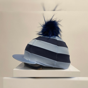 Recién llegado, sombreros de seda equina ecuestre de diseño personalizado, ARO a rayas, botón de lana de piel sintética, gorra de calavera para montar, sillines occidentales - Product Image 3