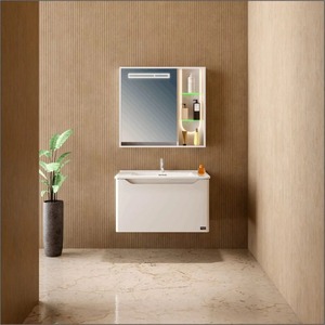 Moderno JBV01011A vanidad gabinete blanco brillante madera contrachapada lavabo acabado mate montado en la pared baño almacenamiento OEM al por mayor - Product Image 3