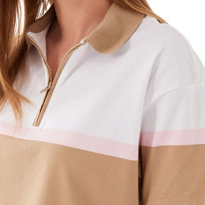 Polo pour femme à imprimé floral, en coton doux extensible, col élégant, manches courtes, respirant, coupe ajustée pour un confort quotidien - Product Image 1