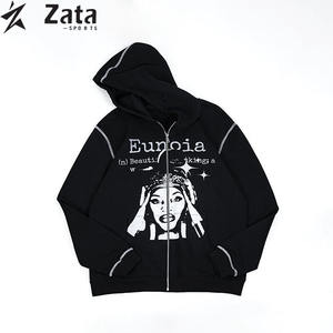 Personalizado DTG impresión 460GSM pesado poliéster/algodón ecológico transpirable hombres invierno sudaderas con capucha de gran tamaño sin cuerda - Product Image 1