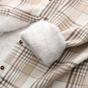 Winter Coat for Boys Yarn-Dyed Tweed Bonded Fleece Shirt Fabric Jacquard Woven Plain Style Dress for Garments - Product Image 3