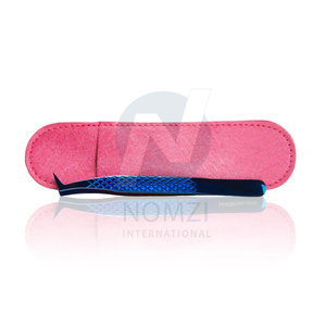 Pinzas de extensión de pestañas de acero inoxidable azul Diamond Grip herramienta de belleza de Punta puntiaguda de alta calidad fibra de etiqueta privada al por mayor - Product Image 1