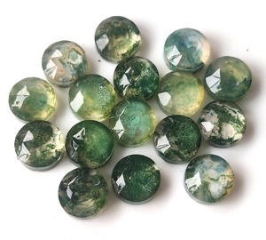 Doble de ágata de musgo natural, 4mm-8mm, corte redondo de rosa, Parte posterior plana, ágata de musgo suelta, piedras preciosas hechas a mano de alta calidad para la fabricación de joyas - Product Image 5