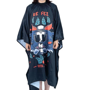 Silicona cuello impreso poliéster corte de pelo salón peluquero capas Nylon peluquería capas - Product Image 1