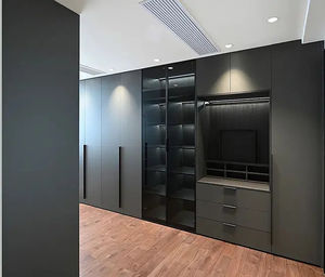 Серый деревянный шкаф-гардероб на заказ, современный дизайн для хранения вещей в спальне, серый шкаф-купе для домашней мебели - Product Image 2