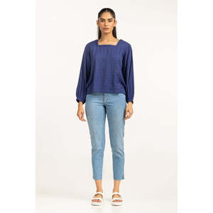 Blusa Casual de Mujer para Primavera/Verano, de Lino y Tejido, Talla XL, Transpirable, con Patrón Geométrico Bordado, Estilo Simple, con Logotipo - Product Image 5