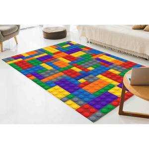 Tapis colorés en blocs de construction, tapis pour chambre d'enfant, tapis pour chambre des enfants, avec tapis moelleux à poils longs - Product Image 2