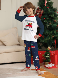PASUXI natale famiglia coordinato <span class=keywords><strong>pigiama</strong></span> Set-morbido caldo genitore-bambino Homewear con auto e albero di natale stampe vita elastica - Product Image 6