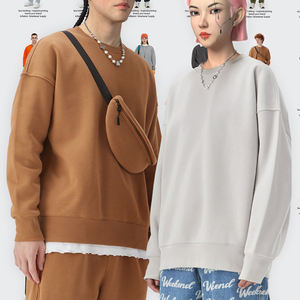 Peso pesado 350gsm 51% algodón Cuello grueso Sudadera Cuello redondo Oversized Drop Shoulder Hoodie Marca de moda Sudaderas con capucha - Product Image 1