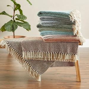 Couvertures modernes en coton et laine tissées à la main au design chevron 50x60 Canapé-lit doux pour la maison recyclé tricoté sur mesure pour bébés - Product Image 2