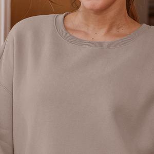 Sweat-shirt à col rond solide de haute qualité pour femmes impression imprimée 3D personnalisée marron café pour un usage quotidien pour l'hiver - Product Image 5