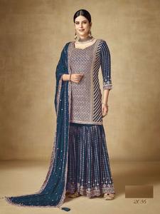 Traje de mujer Pure Blooming Heavy Chi-non Dupatta con bordado Fancy Sequence Work para fiestas - Product Image 6