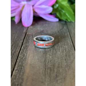Navajo Handmade Red Spiny Oyster & Sterling Silver Statement Ring - Product Image 1