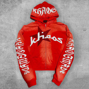 Ropa de calle personalizada, chándal Vintage lavado con ácido, ropa de calle para hombre, conjunto de sudadera y pantalones de chándal desgastados - Product Image 2