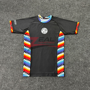 เสื้อแรชการ์ด BJJ พิมพ์ซับลิเมชันชันออกแบบได้ตามต้องการป้องกันแบบ240gsm พิมพ์ลายอัลตออลตาอเลต - Product Image 1