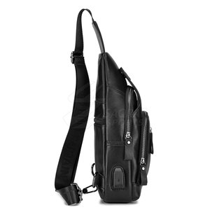 Bolsa de pecho de cuero con correa cruzada y cierre de cremallera seguro Bolsa de pecho de cuero de moda con diseño ligero - Product Image 3