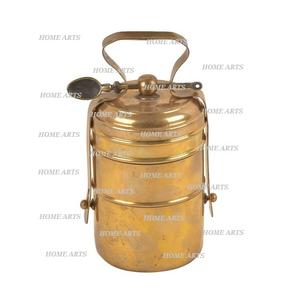 Boîte à lunch classique à 3 étages, couleur or laiton, boîte à bento ronde, taille personnalisée, boîte à lunch - Product Image 1