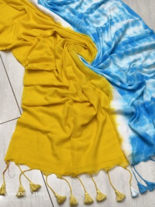 Sari en coton SRIVARI MAL léger et écologique, uni et teint, pour mariage, pour filles, le plus demandé de l'année - Product Image 4