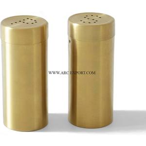 Juego de 2 decoraciones de mesa pulidas de oro latón metálico sal y pimienta restaurante y hoteles Mesa comida sal y pimienta juego - Product Image 3
