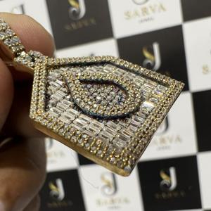 Colgantes finos y dijes personalizados Moissanite Baguette corte diamante colgante S925 plata diamante helado HipHop joyería fina para hombres - Product Image 3