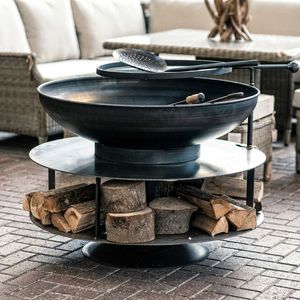 Patio iron <b>fire</b> pit with spark <b>guard</b> screen suitable for safe evening gatherings with family friends outdoor relaxation - Product Image 6