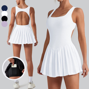 Falda de Tenis de Cintura Alta para Mujer, Transpirable, de Spandex/Nailon, Antideslizante, Sensación de Desnudez, Vestido para Yoga y Running - Product Image 1