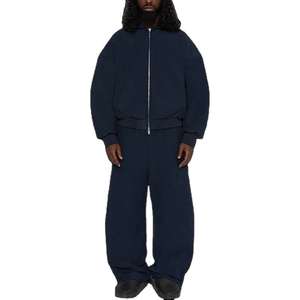 Sudadera con capucha y pantalones de chándal con cremallera de felpa francesa personalizada de peso pesado de gran tamaño unisex - Product Image 6