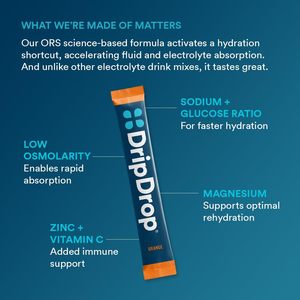 DripDrop Hydration Packets - Orange - Single Serve <b>Electrolytes</b> <b>Powder</b> Drink Mix - 32 Sticks - Product Image 4